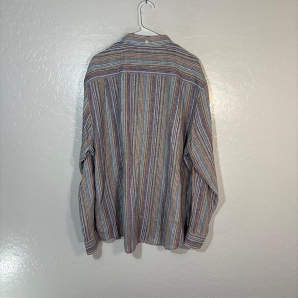 32 Bar Blues Shirt Mens 2XL Multicolor Striped 100% Linen Button Down Casual - Picture 5 of 7